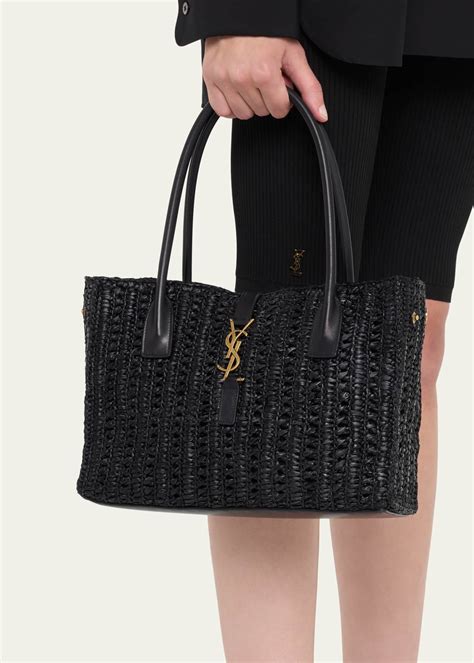 panier rectangular ysl tote bag in raffia